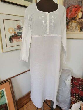 Cherokee 100% Cotton White Embroidered detailing Nightdress